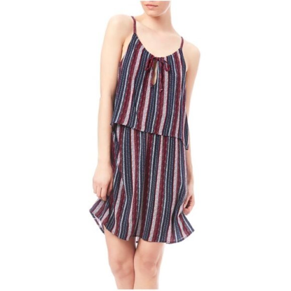 Splendid Mini Dress XS NWT Beachcomber Overlay Red Blue Vacation Beach Summer - Picture 4 of 7